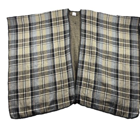 Woolrich Women Cape Poncho Wrap Reversible Plaid Houndstooth One Size Brown G252 - Picture 1 of 9